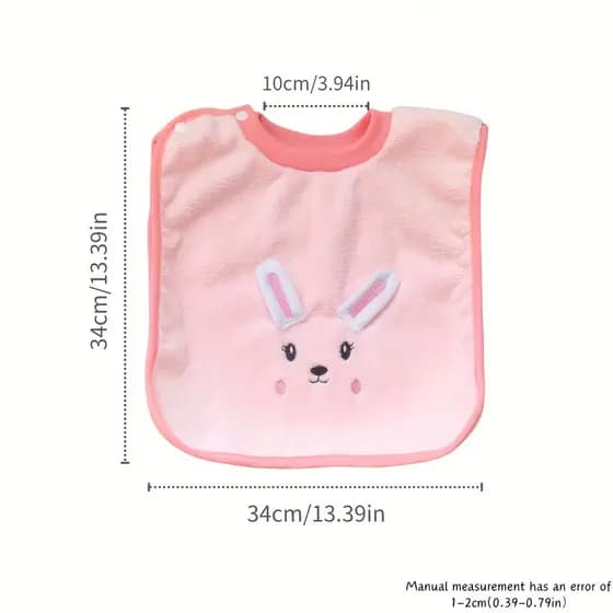 Babador Reversível de Veludo Coral para Bebê com Design de Desenho Animado 3D - Dupla Face para Alimentação e Lavagem Se