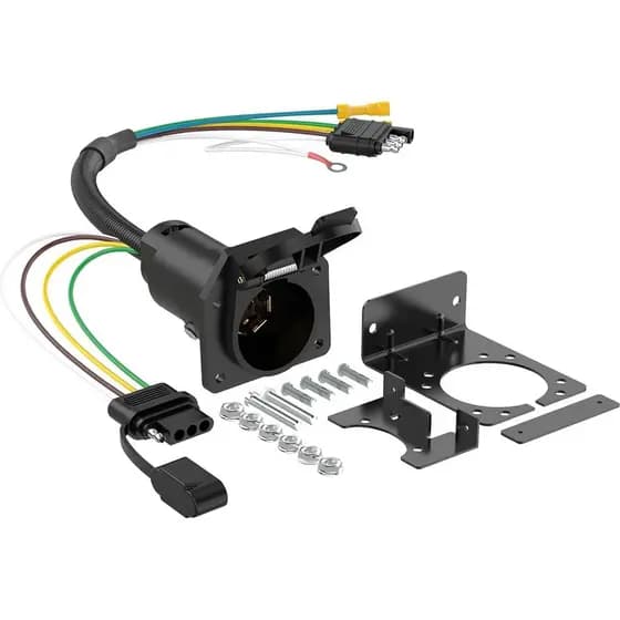 Adaptador de Fiação Multi-Tow de 4 Vias (Plana) para 7 Vias (Tipo Lâmina) para RV e 4 Vias para Reboque com Suporte de M