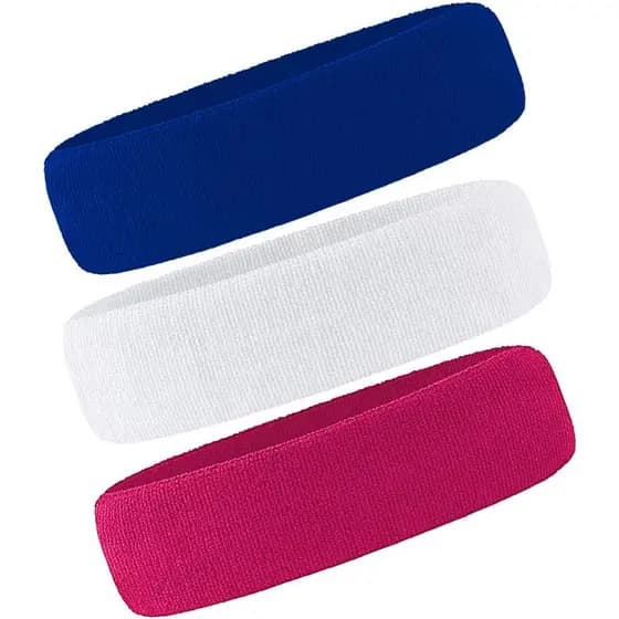 Pacote com 3 Faixas de Cabeça para Homens e Mulheres em Tecido Atoalhado, Absorvente de Umidade para Esportes, Tênis, Ac