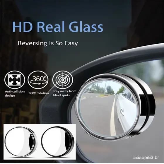2pçs hd Ponto Cego Espelho Retrovisor Do Carro Pequeno Convexo Redondo Grande Campo Reverso De Estacionamento Com Ângulo
