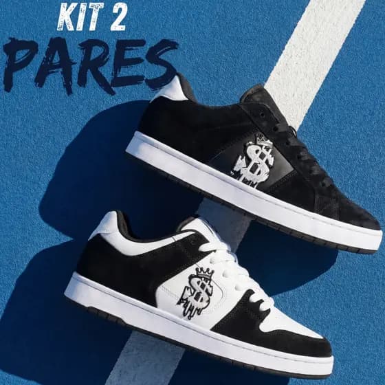 Kit 2 Tenis Masculino Premium Acabamento Fino Design Clean Sofisticado Elegante Confortavel