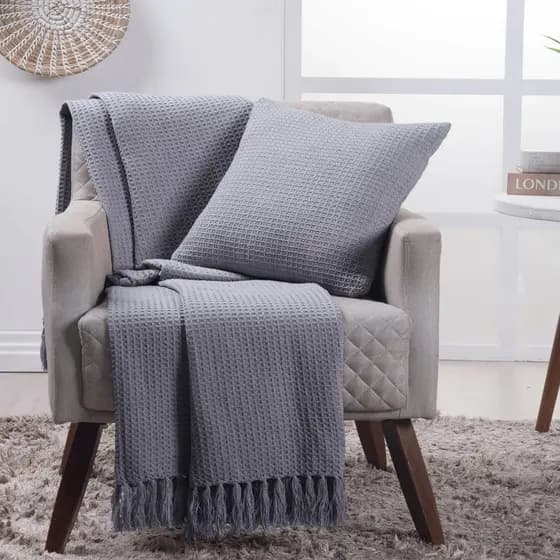 Manta Xale Para Sofa Poltrona Promocao 2,0x1,2cm Artesanal Favo de Mel luxo