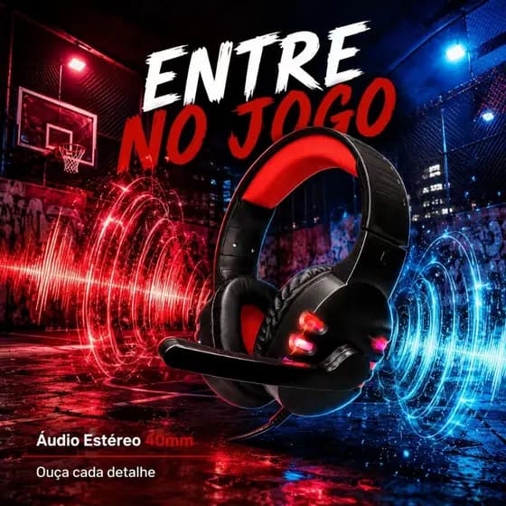 Headset Fone Gamer Led RGB com microfone USB e P2 Para PC Computador Headphone Videogame