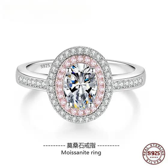 (XIBU)Anel Princesa Prata 925 Moissanite 1ct Flor Braço Torcido Feminino Com Certificado