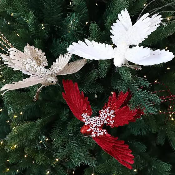 Pássaro de Natal de 39cm, Decoração de Cena de Natal, Pássaro Decorativo para Árvore de Natal I8CG