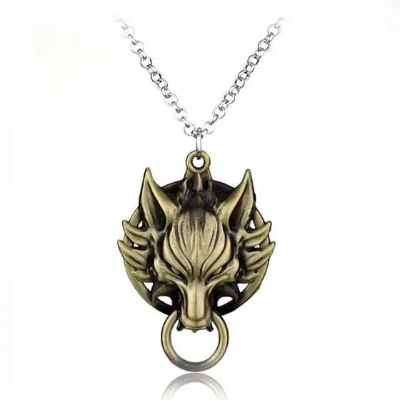 Colar Final Fantasy, com um pingente vintage de lobo Su Ter QAE6 NLIF