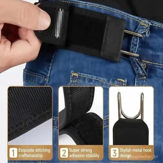 Cinto Funcional Nim com Gancho de Metal, Cintura Elástica, Fecho Invisível Unissex para Trabalho Air Of XRS5