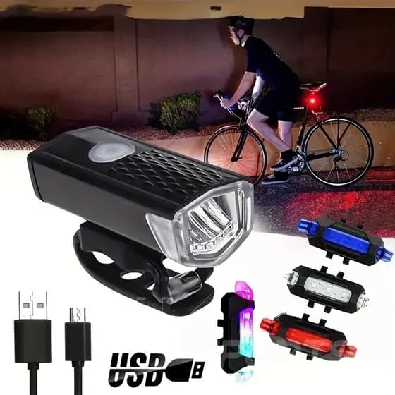 Luzes LED dianteiras e traseiras para bicicleta – Luzes ultrabrilhantes para passeios noturnos, recarregáveis por USB