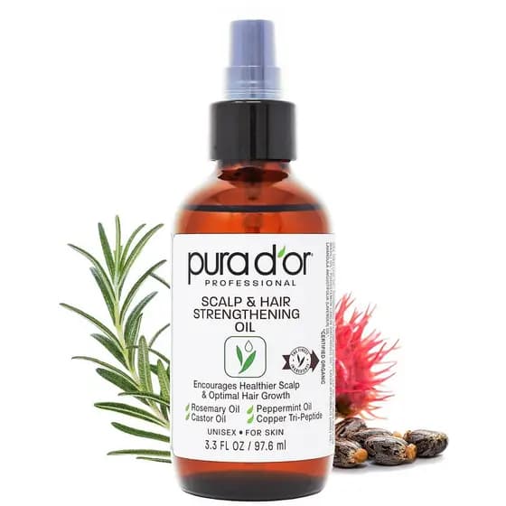 PURA D'OR 3.3 Oz Scalp & Hair Strengthening Oil - Supports Optimal Growth, Reduce Breakage, Nourish Roots for Healthier,