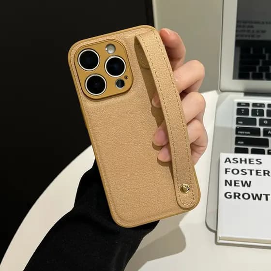Capa De Telefone Com Pulseira De Couro Vintage Coreana Para iPhone 16 11 12 13 14 15 Pro Max 16 Plus XS 7 8 Luxo À Prova