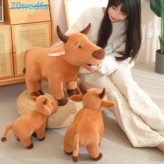 NEDFS Bisturi Bull Brinquedos De Pelúcia , Boneca Animal De Gado Fofo Realista , Touro