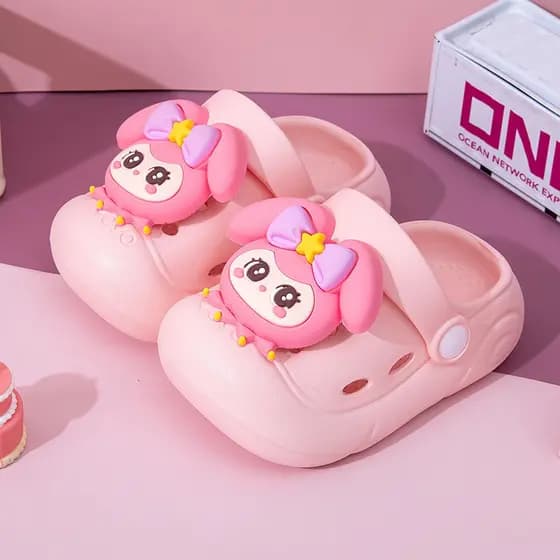 Bonito dos desenhos animados coelho crianças buraco sapatos interior ao ar livre antiderrapante sola macia sapatos de pr