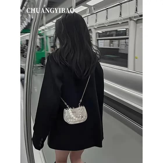 bolsa feminina Bolsa High-End nicho pérola corrente sela saco feminino 2025 estilo Designer mesmo estilo outono inverno