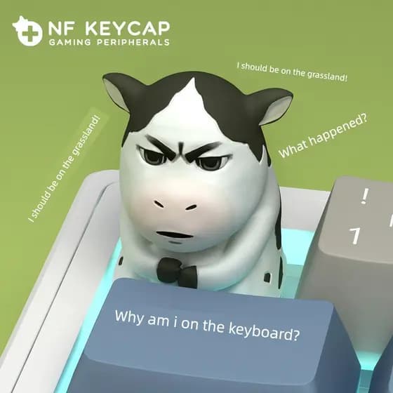Niu Niu Emoticon Pack Keycap Cartoon Moo Criativo Resina Keycap Teclado Mecânico Boneca Ornamentos Keycap Personalização