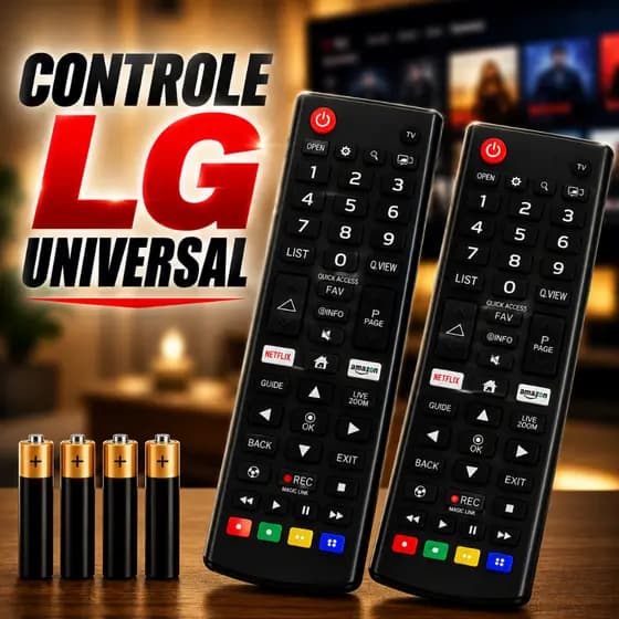 Controle Remoto Universal Compatível com TV LG Smart LED LCD HD 4K Pronto para Usar com 2 Pilhas
