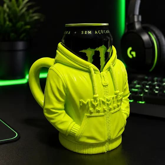 Copo Monster 473ml Moletom | Suporte para Lata de Energético | Porta Latas