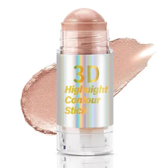 Bastão Iluminador de Maquiagem, Iluminador Facial Cintilante, Bastão Iluminador e de Contorno, Cores Misturáveis