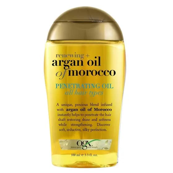 OGXRenewing+Óleo de Argan do Marrocos, Óleo de Argan Prensado a Frio para Tratamento Capilar e Brilho, Óleo Hidratante e