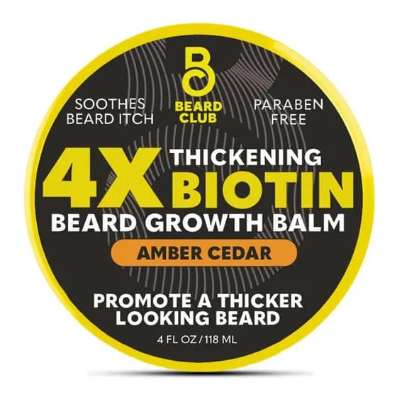 TheBeardClubBiotinBeardBalmforMen - Bálsamo para Crescimento da Barba com Manteiga de Karité, Óleo de Rícino e Óleo de C