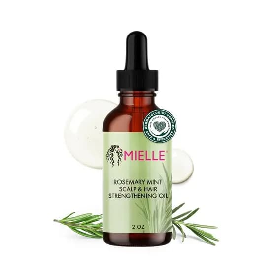 MielleOrganics Óleo Capilar de Alecrim e Menta - Óleo Fortificante com Biotina para Cabelos Frisados e Danificados - Tra