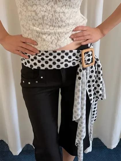 TooToo bolinhas lenço de seda cinto acessórios Jeans de aba larga High-End Retro exterior Wear espartilho cinto combinan