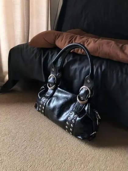 TooToo 2026 novo estilo preto rebite axilas saco moda portátil quente menina saco salgueiro prego Commuter saco da motoc