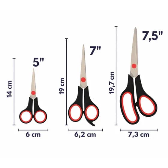 Kit 3 Tesouras Aço Inox Costura Corte Profissional Artesanato E Domestico 5" 7" 7,5"