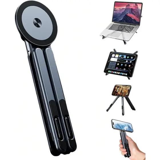 Suporte Portátil 3 em 1 para Tablet e Laptop para Mesa, Suporte Magnético para Telefone para iPhone 12-17, Suporte Ajust