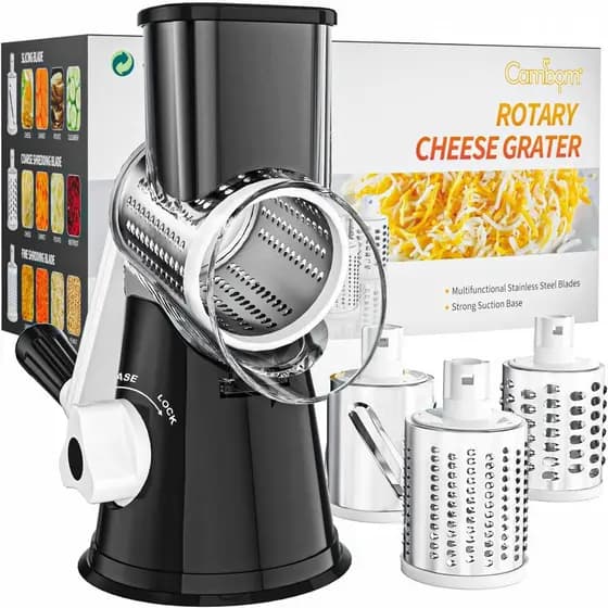 Ralador de queijo rotativo Cambom com manivela manual é adequado para queijo fresco, vegetais, nozes, possui uma base de
