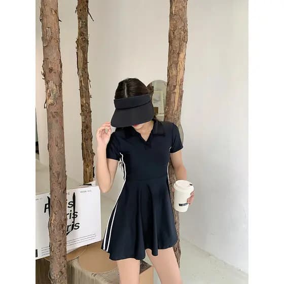 Taoyao maiô feminino mais magro olhar lapela saia de uma peça estilo coreano estudante esportes simples moda ligeirament