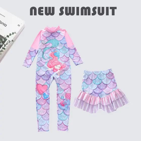 Crianças maiô de uma peça meninas estilo ocidental vestido de princesa maiô meninas bebê calças de manga comprida protet