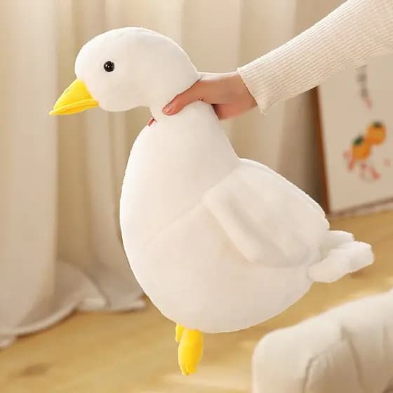 30-40cm Pato de Pelúcia Amarelo e Branco/Brinquedo Confortável para Animais de Estimação Almofada Macia Presente