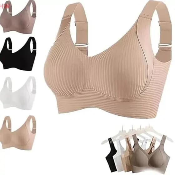 2025 Roupa Íntima Feminina Sem Costura Estilo Fino Seios Grandes Pequenos Fio Plus Size Sutiã Removível E Anti-Flacidez