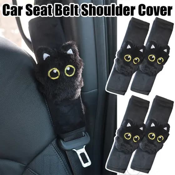 1/2/3 Unidades Capa De Ombro Para Cinto De Segurança De Carro Gato Preto-Protetor De Automóvel-Manga De Automotivo De Pe