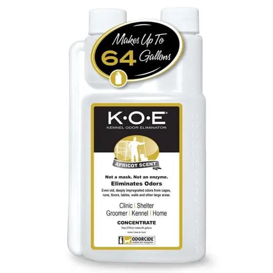 Odorcide K.O.E. Eliminador de Odor de Damasco 16 oz para Odor Forte em Gaiolas, Corredores e Mais – Para Casa e Canil co