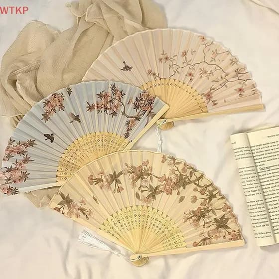 Leques Chineses Dobráveis , 1 Peça , Leque De Mão Para Casamento , Bambu , Portátil , Dança , Festa , Ventilador Decorat