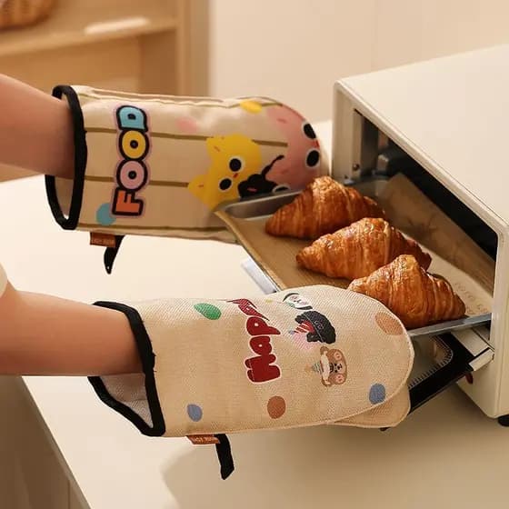 Luvas de microondas cozinha isolamento térmico luvas protetoras bonito dos desenhos animados forno anti-escaldante luvas