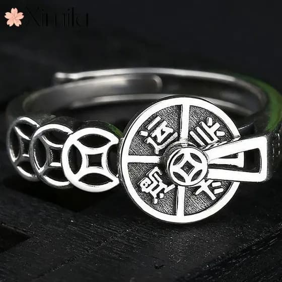 ❤ Clássico original fortuna Dangtou Thai prata Retro dinheiro anel aberto anel rotativo original nova jóias masculino