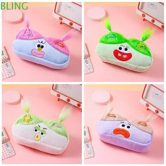 Bolsa De Caneta BLING , Lápis Organizador De Papelaria De Desenho Animado Bonito , Armazenamento Portátil De Grande Capa