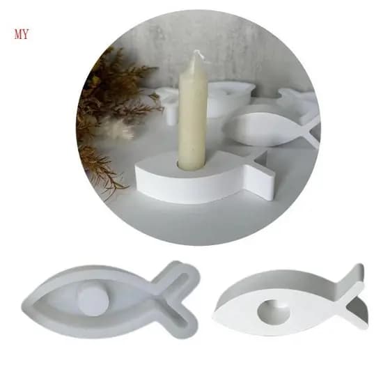 Meu Suporte Moldes Resina Forma Peixe Castiçal Molde Silicone Único Fundição Epóxi