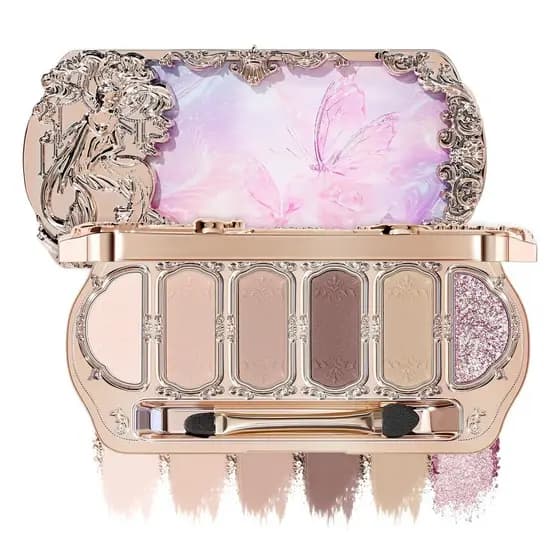 Paleta de Sombras Matte Luxuosa Butterfly, 5 Sombras Matte + 1 Sombra Cintilante com Pincel de Dupla Ponta, Sombra de Ol