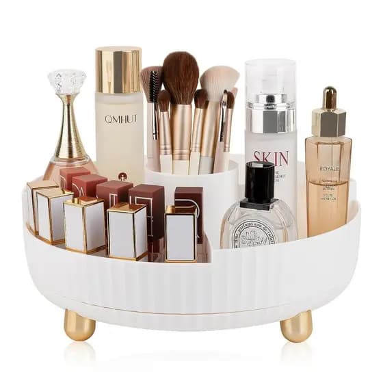 Organizador de Maquiagem e Perfumes Anyoifax com Divisória, Bandeja Giratória 360 Graus Lazy Susan, Organizador de Loçõe