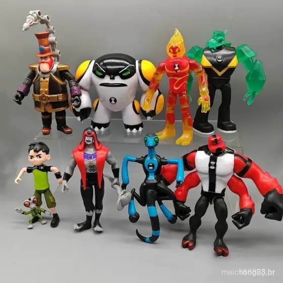 9Pcs BEN 10 Figuras Ação Pvc Figura Alienígena Tennyson Patung Heatblast Quatro Braços