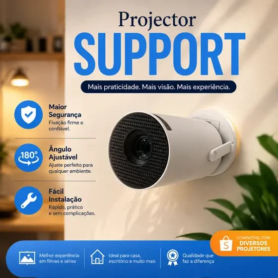 🎥 Suporte de Parede para Projetor Hy300 com Buchas e Parausos