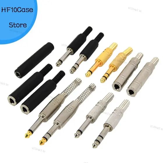 2 Peças 2 3 Pólos 6.35mm 6.5mm Áudio Macho Fêmea mono Estéreo Conector De Solda Tomada Banhado A Ouro Amplificador De me