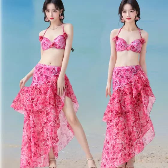 Biquíni praia Biquíni brasileiro Roupa de praia feminina Flor mar fada novo estilo maiô feminino biquíni dividir terno d