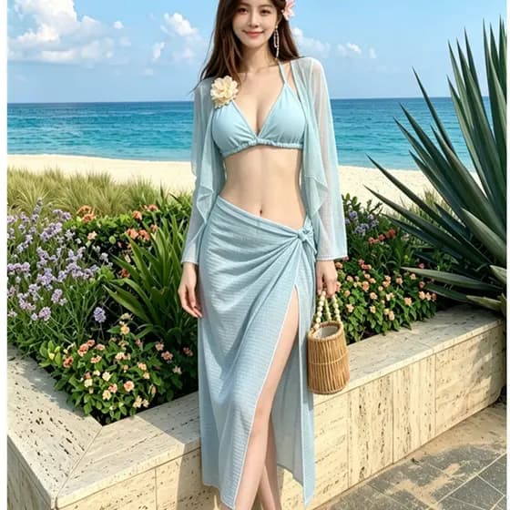 Biquíni praia Biquíni importado barato Biquíni conjunto Estilo tailandês maiô feminino 2025 puro desejo estilo biquíni t