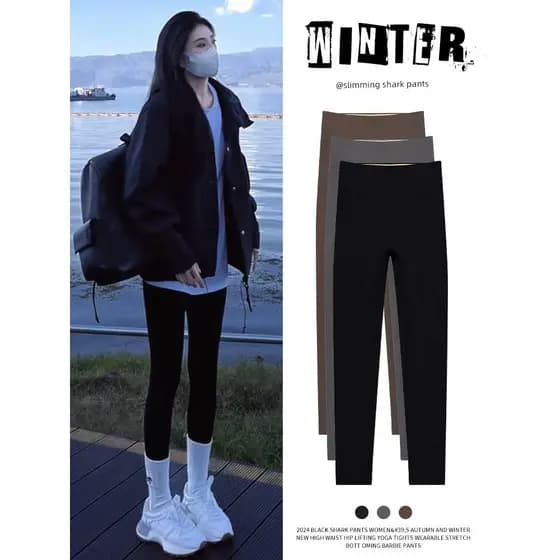 Legging Fitness Academia Calça legging academia Legging Cintura Alta Calças de tubarão preto feminino exterior Wear 2025