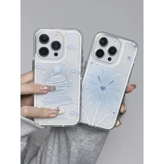 capinha iphone 13 capinha iphone 13 pro max capa iphone 13 pro max Blue Line Love Fireworks Árvore de Natal Inverno Adeq