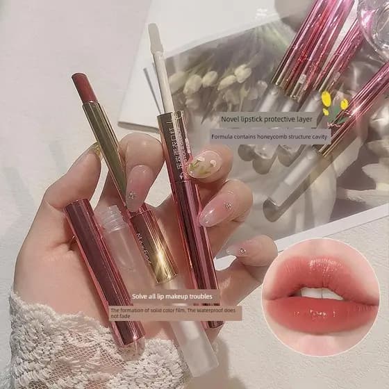 Batom matte à prova d'água Gloss labial volumoso Batom matte aveludado Li Jiazhai Batom de duas cabeças recomendado, não